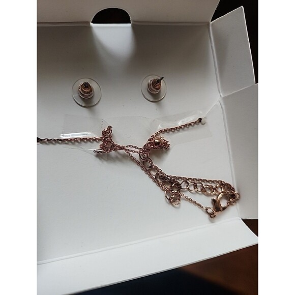 ADRIENNE VITTADINI Necklace Earring Set CZ Rose/gold- Colored NIB - Picture 5 of 13